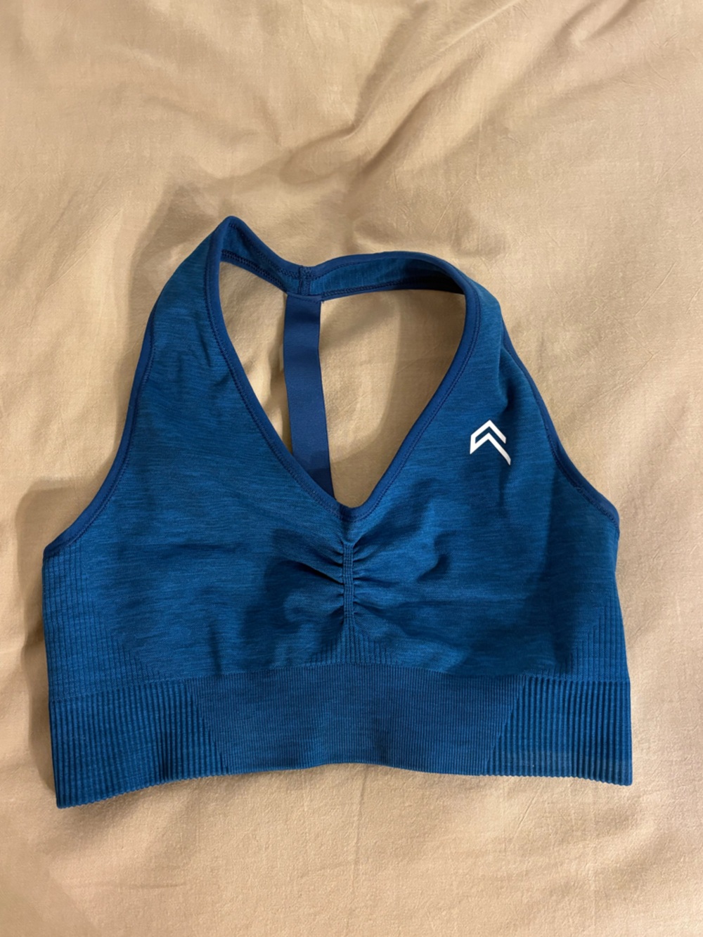 Oner Active Blue Seamless Racerback Sports Bra with Logo